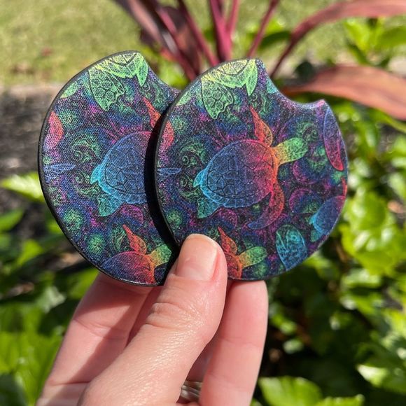 Rainbow Sea Turtle Car Coasters - Picture 4 of 11